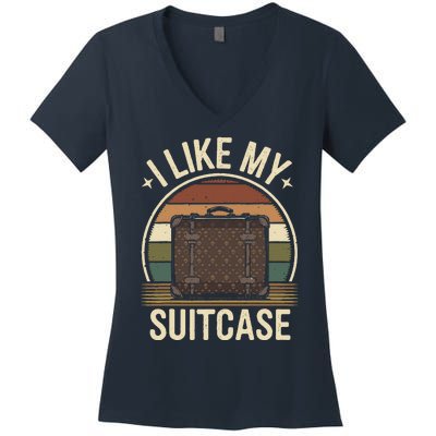 Vintage Funny I Like My Suitcase Trump Meme Women's V-Neck T-Shirt