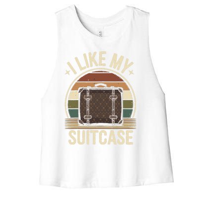 Vintage Funny I Like My Suitcase Trump Meme Women's Racerback Cropped Tank