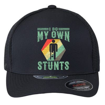 Vintage Funny Injury Hand Wrist I Do My Own Stunts Get Well Gifts Flexfit Unipanel Trucker Cap