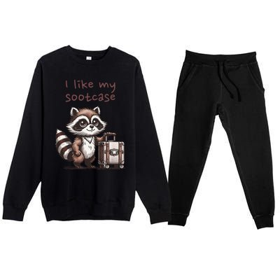 Vintage Funny I Like My Suitcase Raccoon Premium Crewneck Sweatsuit Set