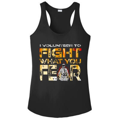 Volunteer Firefighter I Volunteer To Fight What You Fear Gift Ladies PosiCharge Competitor Racerback Tank