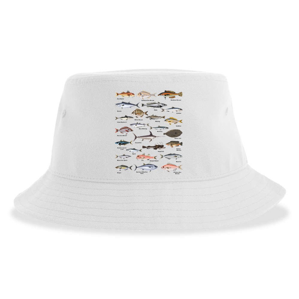 Vintage Fish Identification Chart Fishing Sustainable Bucket Hat