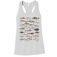 Vintage Fish Identification Chart Fishing Women's Racerback Tank