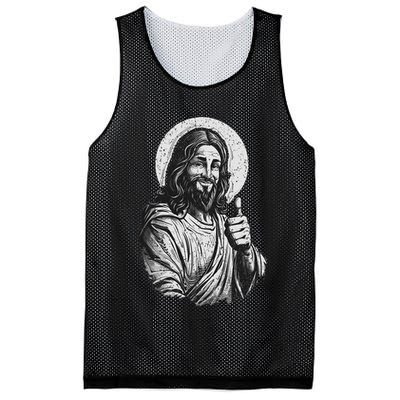 Vintage Friend Jesus Giving A Thumbs Up Jesus Mesh Reversible Basketball Jersey Tank