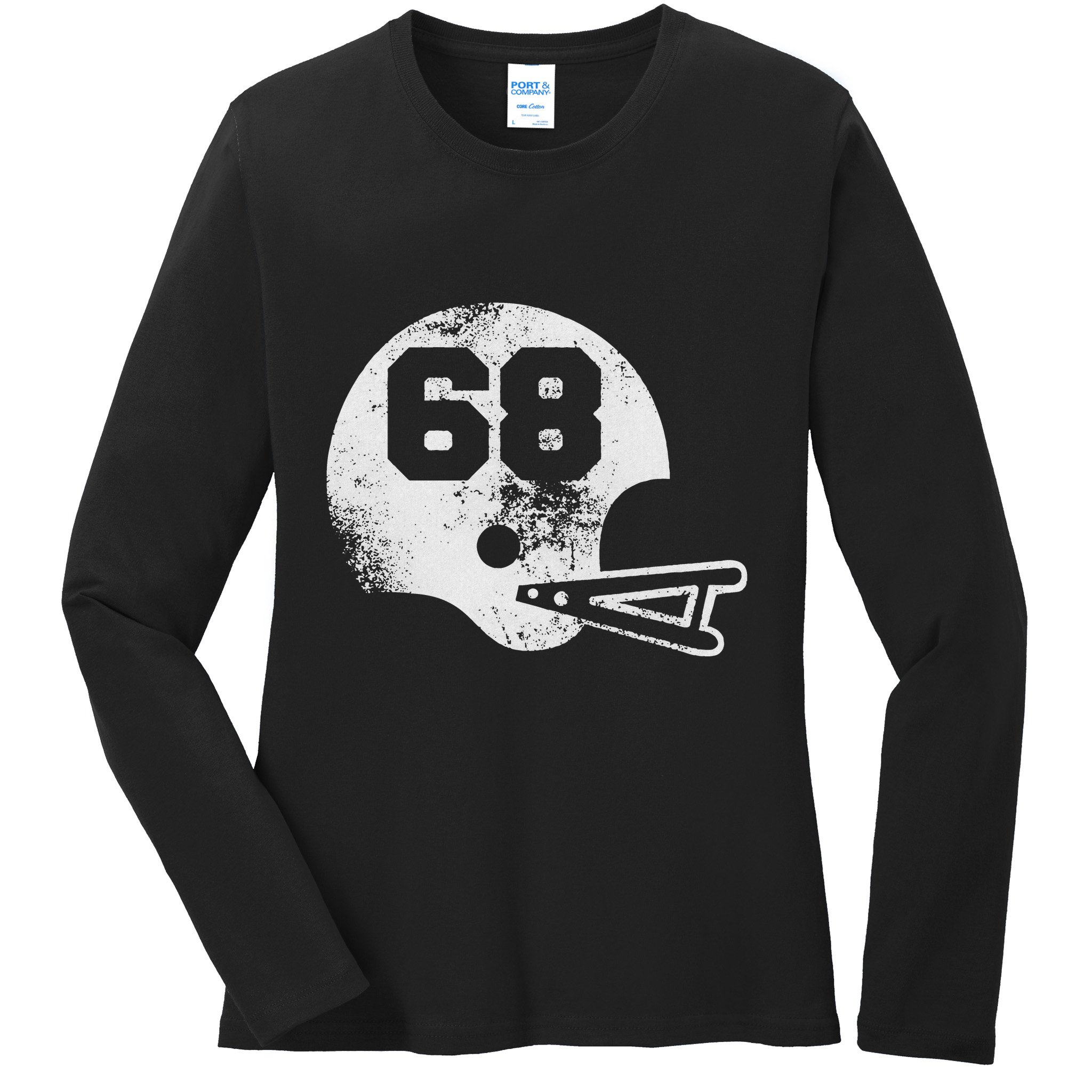 Vintage Football Jersey Number 68 Player Number Ladies Long Sleeve Shirt
