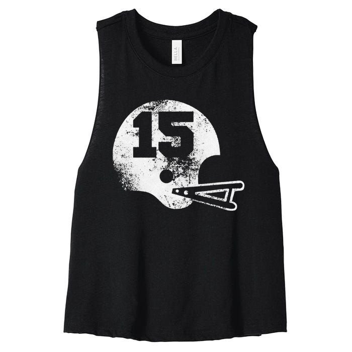 Vintage Football Jersey Number 15 Women's Racerback Cropped Tank