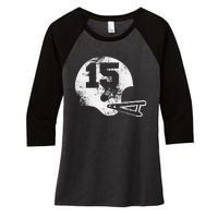 Vintage Football Jersey Number 15 Women's Tri-Blend 3/4-Sleeve Raglan Shirt