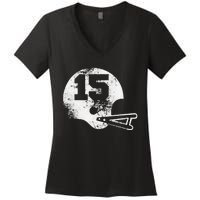 Vintage Football Jersey Number 15 Women's V-Neck T-Shirt