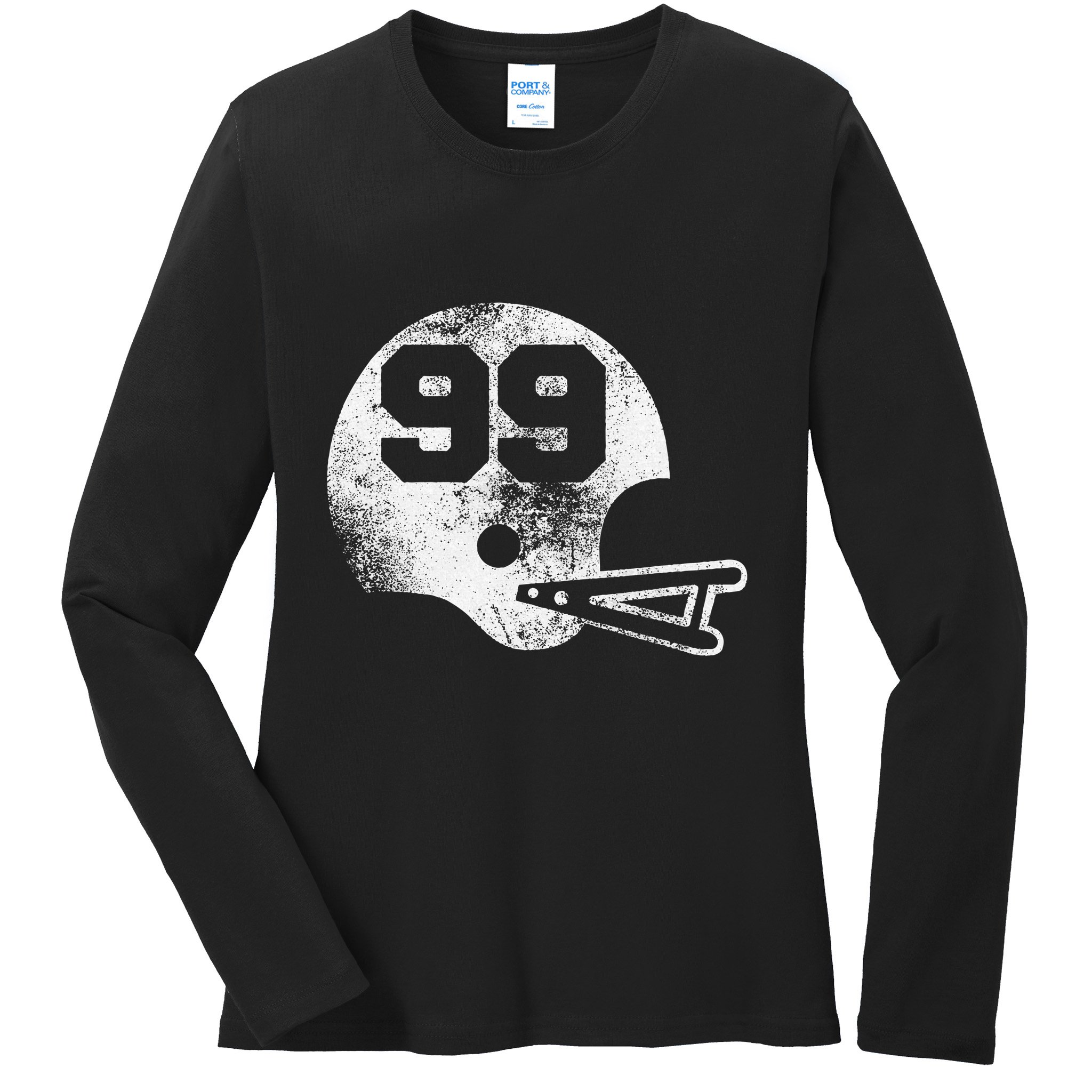 Vintage Football Jersey Number 99 Player Number Ladies Long Sleeve Shirt