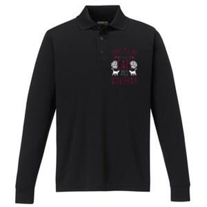 Volleyball Funny Just A  Who Runs On Cats And Volleyball Performance Long Sleeve Polo