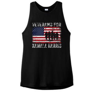 Veterans For Kamala Harris 2024 Election Usa Flag Military Ladies PosiCharge Tri-Blend Wicking Tank