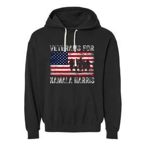 Veterans For Kamala Harris 2024 Election Usa Flag Military Garment-Dyed Fleece Hoodie