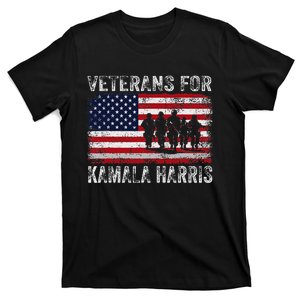 Veterans For Kamala Harris 2024 Election Usa Flag Military T-Shirt