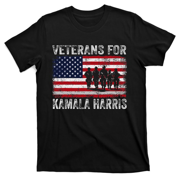 Veterans For Kamala Harris 2024 Election Usa Flag Military T-Shirt