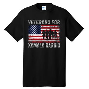 Veterans For Kamala Harris 2024 Election Usa Flag Military Tall T-Shirt