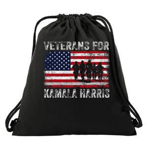 Veterans For Kamala Harris 2024 Election Usa Flag Military Drawstring Bag