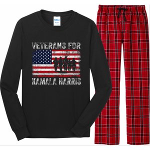 Veterans For Kamala Harris 2024 Election Usa Flag Military Long Sleeve Pajama Set