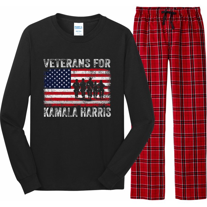 Veterans For Kamala Harris 2024 Election Usa Flag Military Long Sleeve Pajama Set