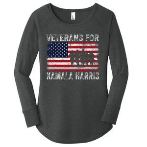 Veterans For Kamala Harris 2024 Election Usa Flag Military Women's Perfect Tri Tunic Long Sleeve Shirt