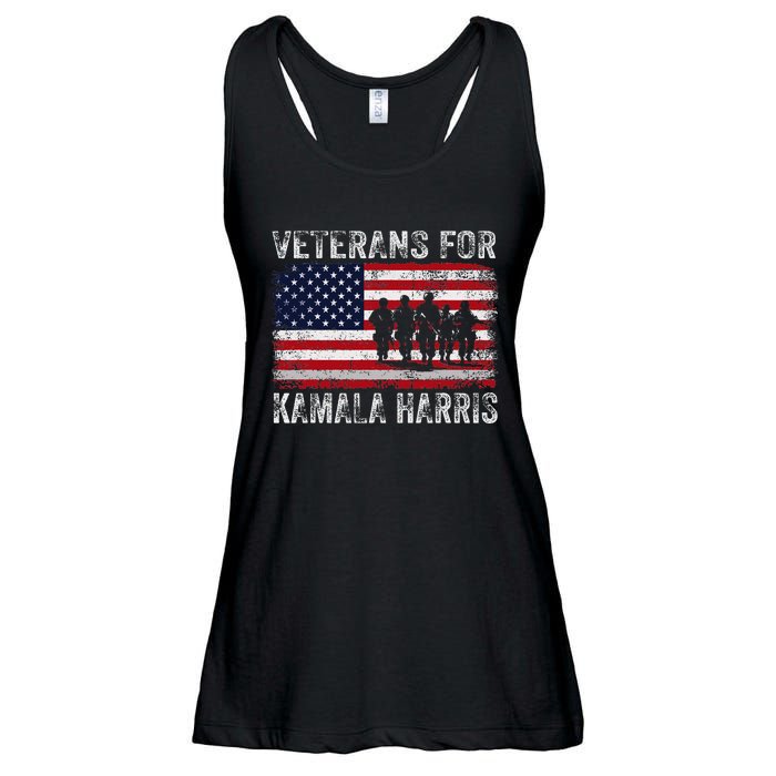 Veterans For Kamala Harris 2024 Election Usa Flag Military Ladies Essential Flowy Tank