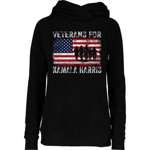 Veterans For Kamala Harris 2024 Election Usa Flag Military Womens Funnel Neck Pullover Hood