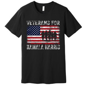 Veterans For Kamala Harris 2024 Election Usa Flag Military Premium T-Shirt