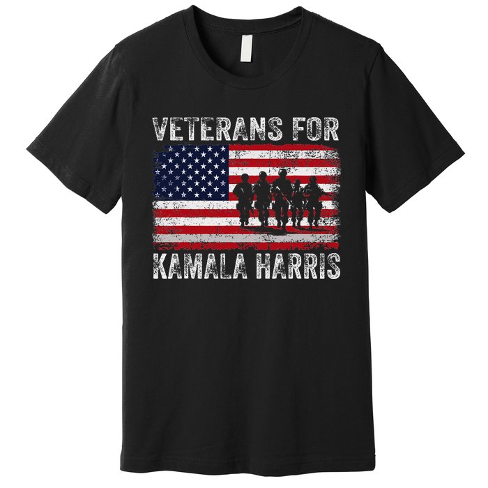 Veterans For Kamala Harris 2024 Election Usa Flag Military Premium T-Shirt