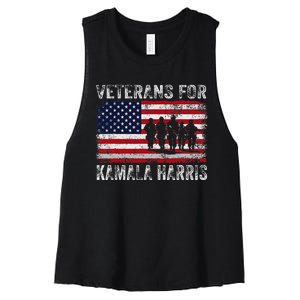 Veterans For Kamala Harris 2024 Election Usa Flag Military Women's Racerback Cropped Tank