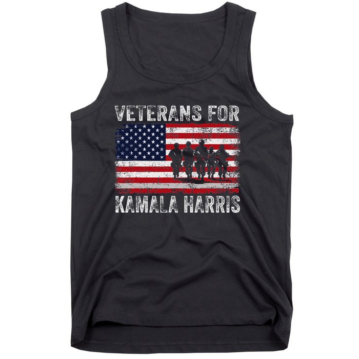 Veterans For Kamala Harris 2024 Election Usa Flag Military Tank Top