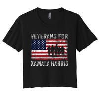 Veterans For Kamala Harris 2024 Election Usa Flag Military Women's Crop Top Tee