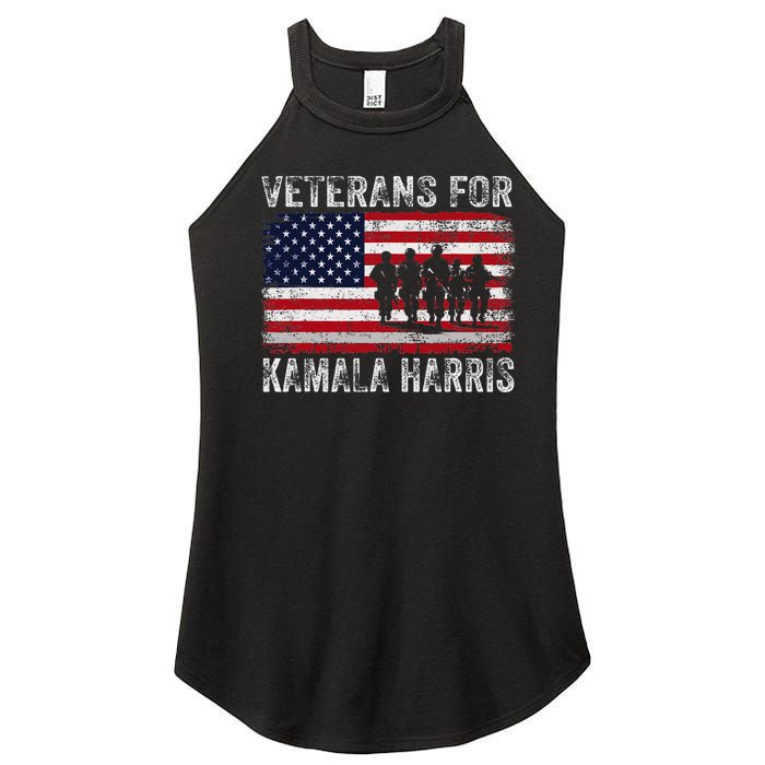 Veterans For Kamala Harris 2024 Election Usa Flag Military Women's Perfect Tri Rocker Tank