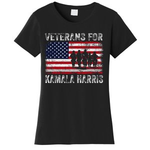 Veterans For Kamala Harris 2024 Election Usa Flag Military Women's T-Shirt