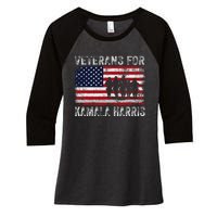 Veterans For Kamala Harris 2024 Election Usa Flag Military Women's Tri-Blend 3/4-Sleeve Raglan Shirt