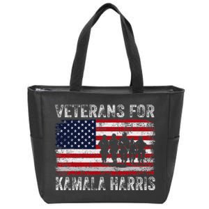 Veterans For Kamala Harris 2024 Election Usa Flag Military Zip Tote Bag