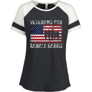 Veterans For Kamala Harris 2024 Election Usa Flag Military Enza Ladies Jersey Colorblock Tee