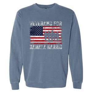 Veterans For Kamala Harris 2024 Election Usa Flag Military Garment-Dyed Sweatshirt