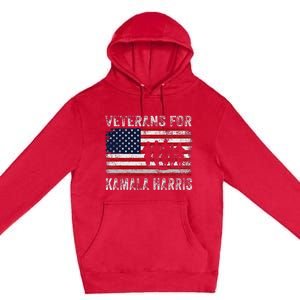 Veterans For Kamala Harris 2024 Election Usa Flag Military Premium Pullover Hoodie