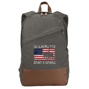 Veterans For Kamala Harris 2024 Election Usa Flag Military Cotton Canvas Backpack