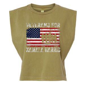 Veterans For Kamala Harris 2024 Election Usa Flag Military Garment-Dyed Women's Muscle Tee