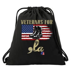 Veterans For Kamala Harris 2024 Election Usa Flag Military Drawstring Bag