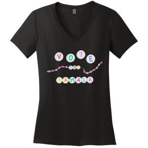 Vote For Kamala Charm Bracelet Support For Kamala Harris Women's V-Neck T-Shirt