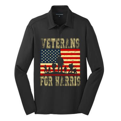 Veterans For Kamala Harris 2024 Silk Touch Performance Long Sleeve Polo