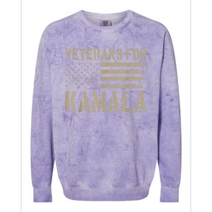 Veterans For Kamala Harris 2024 Election Usa Flag Military Colorblast Crewneck Sweatshirt