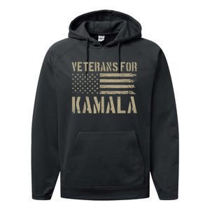 Veterans For Kamala Harris 2024 Election Usa Flag Military Performance Fleece Hoodie