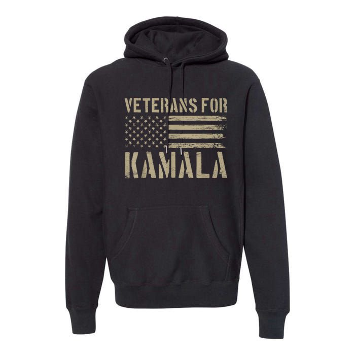 Veterans For Kamala Harris 2024 Election Usa Flag Military Premium Hoodie