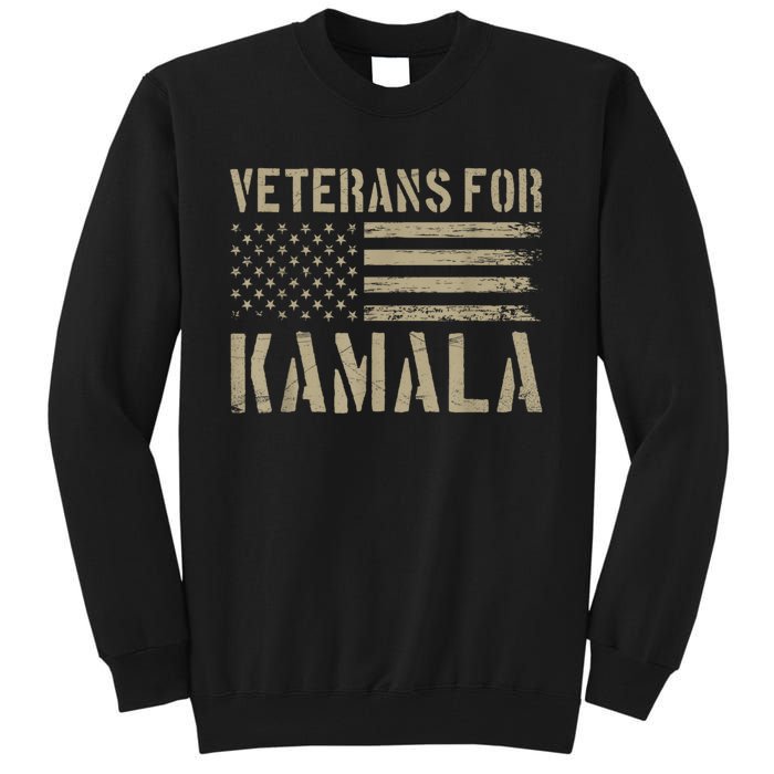 Veterans For Kamala Harris 2024 Election Usa Flag Military Tall Sweatshirt