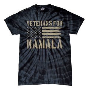 Veterans For Kamala Harris 2024 Election Usa Flag Military Tie-Dye T-Shirt