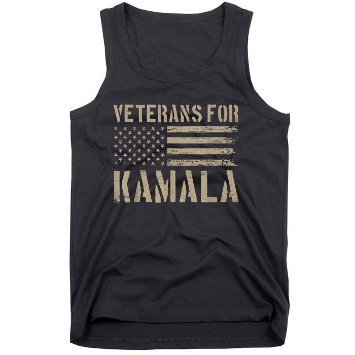 Veterans For Kamala Harris 2024 Election Usa Flag Military Tank Top