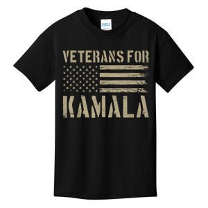 Veterans For Kamala Harris 2024 Election Usa Flag Military Kids T-Shirt