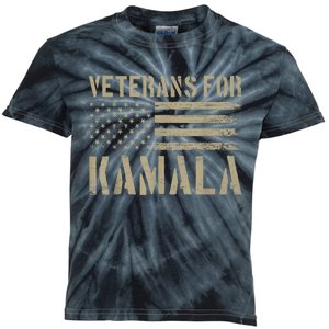 Veterans For Kamala Harris 2024 Election Usa Flag Military Kids Tie-Dye T-Shirt